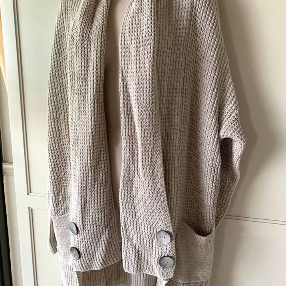 Soft Surroundings Oatmeal Cardigan Sweater - Picture 3 of 4